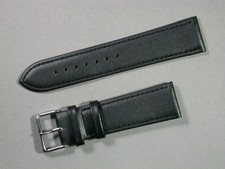 echt Leder Uhrenarmband Schwarz Seidenmatt 22mm stabile Edelstahlschliesse 8048