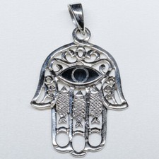 Hamsa-Hand Onyx-Anhänger .925