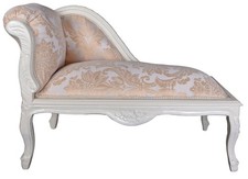 Sofa Barock Polsterliege Salonsofa Recamiere Bank Weiss Polsterhocker Sitzbank