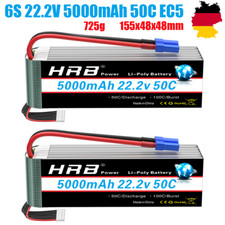 2pcs HRB 6S 22,2V Lipo Akku 5000mAh EC5 für RC Auto Truck Flugzeug Hobby Boot
