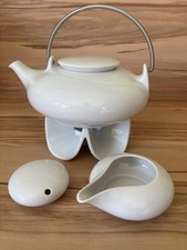 Arzberg Tunis Weiß Teekanne Stövchen Milch Zucker Design Ulrike Bögel 80er Jahre