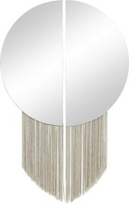 LeGer Wand Deko Objekt Spiegel FRANKA 2-teilig mit Fransen 30cm Silber