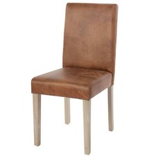 B-Ware Esszimmerstuhl Littau, Stuhl, Stoff/Textil, Wildlederimitat, braune Beine
