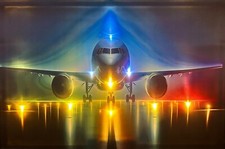 LED Bild mit Beleuchtung Leuchtbild 65 cm x 45 cm Wandbild / FLUGZEUG / NEU!