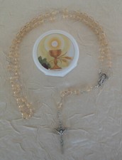 Rosenkranz apricotfarben + Schatulle Kelch Erstkommunion Mädchen Verarbeitung 52