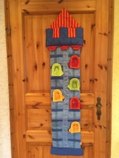 HABA Kinder Meßlatte Turm Typ 1622 Stoff 6 Fotofenster abklettbar bis 150 cm gro