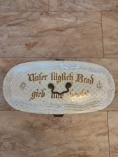 Sehr alter Brotkasten emailliert - antik über 120 Jahre alt, weiß/blau/gold