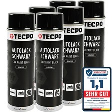 LACKSPRAY SCHWARZ GLÄNZEND 6x500ml AUTOLACK RALLYSCHWARZ SPRÜH-LACK FARBSPRAY