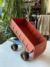 Anhänger (alt) - rot/blau - Blech - Mit Kippvorrichtung - GAMA - Spielzeug - rar