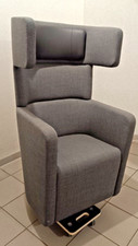 BENE Parcs Wing Chair Ohren Sessel Drehsessel grau Leder Kopfteil neuwertig