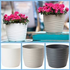 Übertopf Wellen Slim Rund Blumentopf 3D Effekt 4 Farben 7 Größen SET Pflanztopf