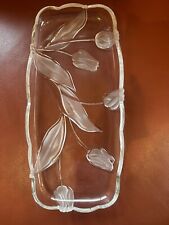 Walther Glasschale Platte Tablett Kuchenplatte, Gebäck, florales Dekor Design