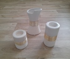 Formano Deko Set - Vase + 2 Teelichthalter weiß Gold Marmor
