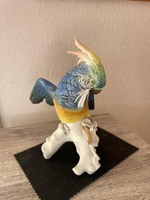 Karl Ens Porzellanfigur Papageien VOGELFIGUR Vogel auf Ast Nr.7337 Handarbeit
