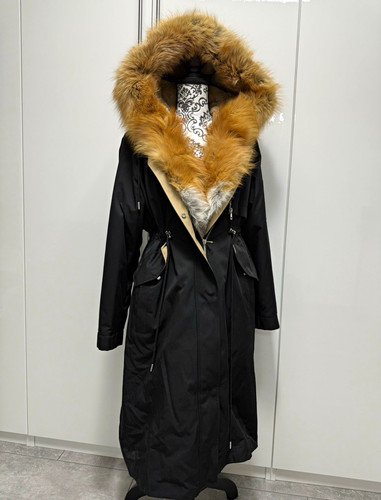 Damen parka mantel - mantel, schwarz
