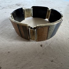 Perli Stegemaille Mattemaille vintage Armband signiert Cloisonne Herbsttöne