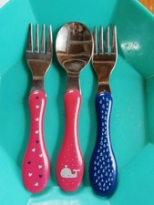 BABYLOVE 3er-Set Lernbesteck Gabel  LÖFFEL Griff Ergonom BUNT Baby-Kinderbesteck