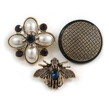 Knopf biene blume brosche - knopf/biene/blume, set