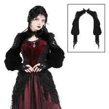 DARK IN LOVE Club Sleeves Bolero Gothic Schulterjacke Schwarz Samt Spitze Edel