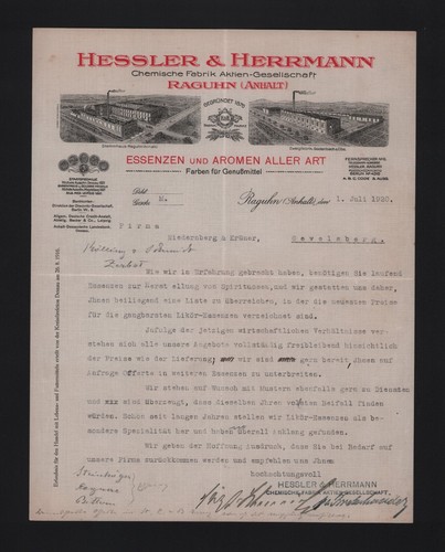 Raguhn brief 1920 hessler - raguhn,,