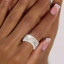 NEU Damen Ring 925 echt Silber 10 mm breit Zirkonia 925er große Größen 50-64