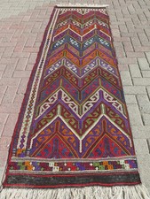 Vintage Türkischer Kelim Läufer, Gang Teppich Flur Langer Teppich Carpet...