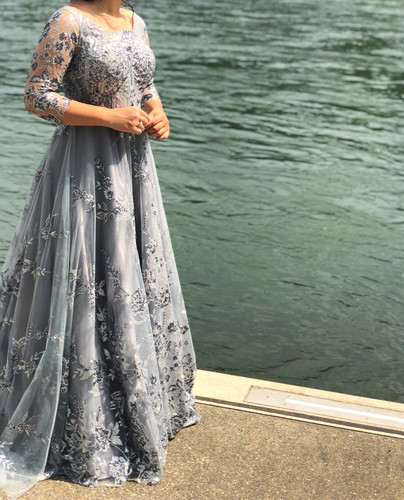 Damen abendkleid lang grau - abendkleid,