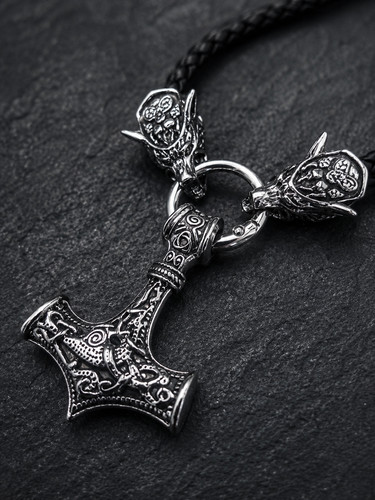 Wikinger thorhammer lederkette - wikinger,