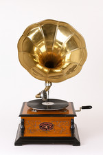 Trichter Grammophon his Masters Voice Plattenspieler Art Deco Schellackplatte  