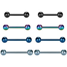 Longita Brustwarzenpiercing Zungenpiercing 14G Chirurgenstahl Straight Barbel...