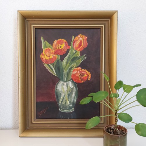 Gerahmtes gemälde rote tulpen - gerahmtes,