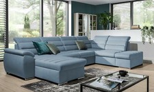 Couchgarnitur PASCARA U-Form mit Schlaffunktion-Hellblau /Otto.. Links