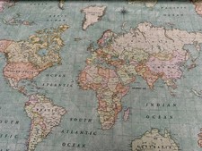 Retro Weltkarte Druck Stoff