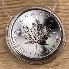 Silbermünze Maple Leaf 2022  - 1 Oz 999,9 er Silber - Kanada 5 $ in Kapsel / Top