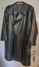 Polizei Kradmeldermantel Leder grün / lang (Originalzustand ca. 1960), schwere,