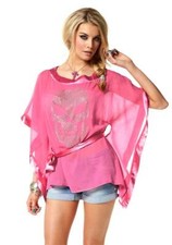 NEU - MELROSE - GR. 40 - Tunika pink Strass Totenkopf Oversize Strand Party