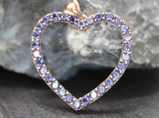 GOLDJUNGE69 * EDELSTEIN DAMEN  ANHÄNGER 30x IOLITH  HERZ  * 375er ROSÈGOLD *