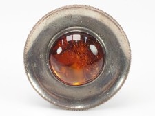 Antike Bernstein-Brosche 835 Silber Bernstein Cabochon Art Déco; K118
