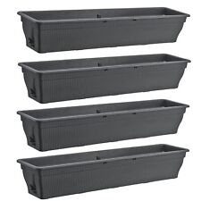 4x Blumenkasten 100cm Balkonkasten Wasserspeicher Pflanzkasten Balkonkästen grau