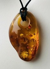 Edelsteinanhänger, Bernstein 3,8 x 2cm Kette Heilstein Schmuck Braun, Anhänger