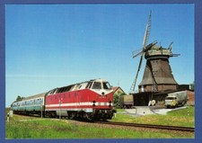 Schweriner Diesellok 219 125 mit Personenzug an der Mühle in Dabel 1995