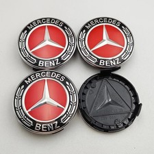Mercedes 75mm 4er Set Nabendeckel Schwarz Silber Stern Radkappen Felgen Emblem