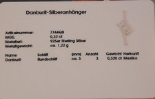 Juwelo Danburit Silberanhänger mit 3 Danburite von Je 3mm. Anhänger ca.19x8mm