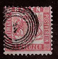 Baden - Freimarke „ Wappen “ Mi - Nr. 18 sauber gestempelt mit 5 Ringen