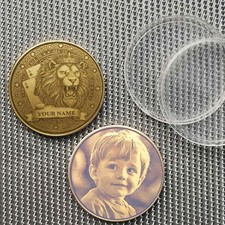 Poker Card Guard Löwe Personalisiert Messing Münze - Lasergravur mit Foto / Text