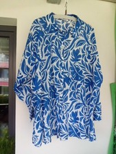 Hemdbluse / Strandhemd / Longshirt in blau-weiß gemustert und und Gr. L/XL- Neu