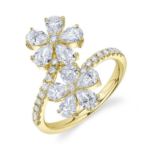 Pear diamant blumenring 14k - pear,