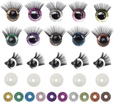 20 Stück 16Mm Glitter Sicherheitsaugen, Puppenaugen Mit Wimpern, Tieraugen Kunst