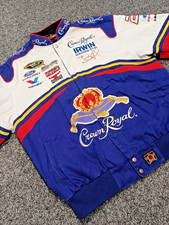 Vintage Crown Royal NASCAR Racing Bomber Jacket Men Large Blue Jamie McMurray