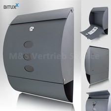 Briefkasten Hausbriefkasten Mailbox mit Zeitungsrolle Halbrund Dunkelgrau B-Ware